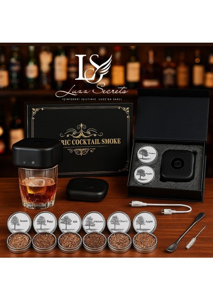 Kokteyl & Viski Tütsüleme Seti. 6 Farklı Tat Ile Premium Set