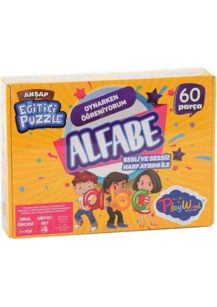 Renkli Ahşap Alfabe Puzzle Seti, Eğitici ve Eğlenceli, 2+ Yaş için ideal