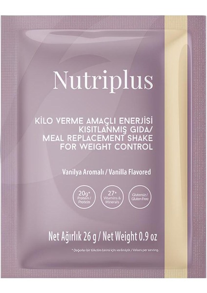 Nutriplus Amaçlı Enerjisi Kısıtlanmış Gıda Vanilya Aromalı 27 gr