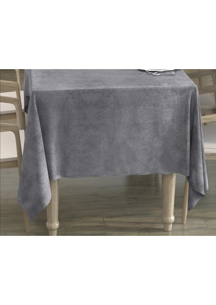 Antrasit Rengi Dikdörtgen, Kadife Dokulu, Dertsiz, Masa Örtüsü