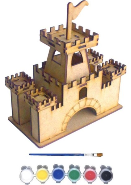 3d/puzzle Boyanabilir Ahşap Kale Hobi Eğlence Aktivite 17,5X9,5X17 cm