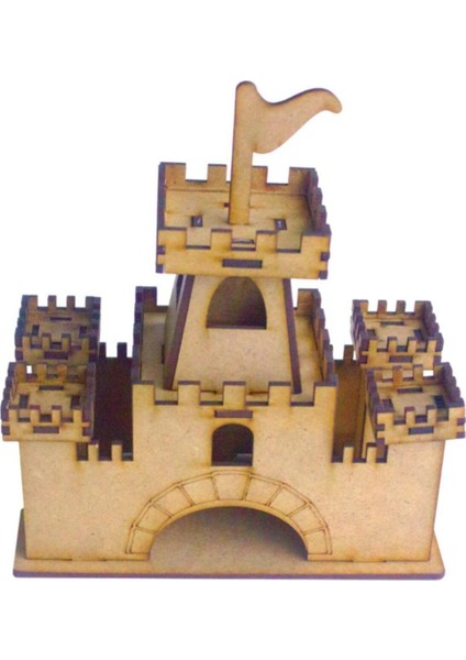 3d/puzzle Boyanabilir Ahşap Kale Hobi Eğlence Aktivite 17,5X9,5X17 cm