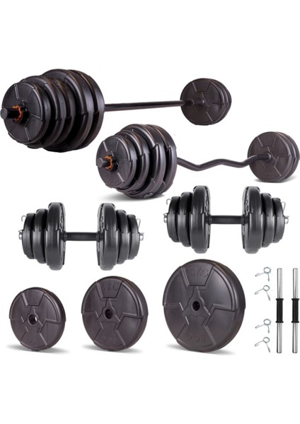 Ecgspor HERO Serisi 108 KG Z BAR Dambıl Seti ve Fitness Ağırlık Seti