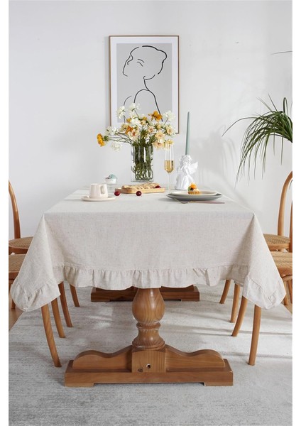 Vintage Keten Fırfırlı Masa Örtüsü Dayanıklı Pamuk Keten - 16 En Boy Seçenekli fiyatları