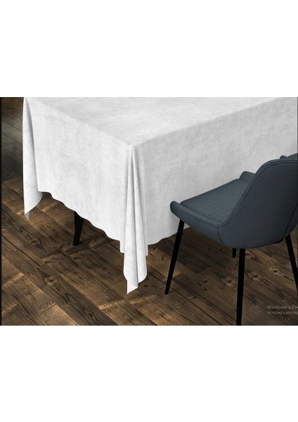 Beyaz Renk Dikdörtgen, Kadife Dokulu, Dertsiz, Masa Örtüsü