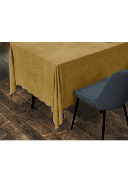 Koyu Hardal Renk Dikdörtgen, Kadife Dokulu, Dertsiz, Masa Örtüsü