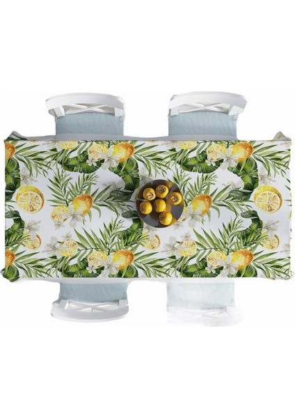 Dilimli Limon Desenli Leke Tutmaz Masa Örtüsü 4 Boy