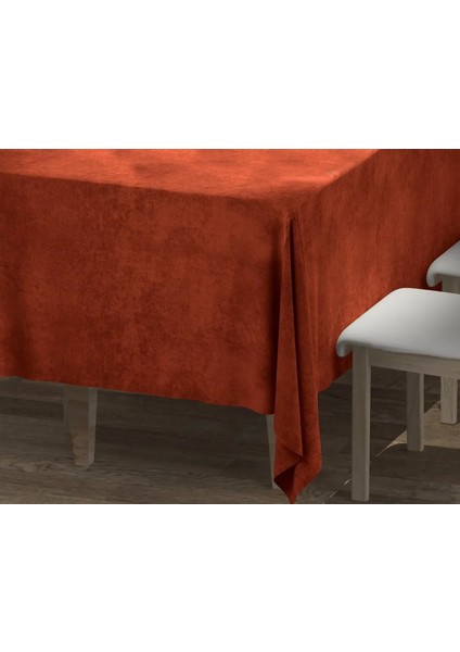 Kiremit Rengi Dikdörtgen, Kadife Dokulu, Dertsiz, Masa Örtüsü fiyatları