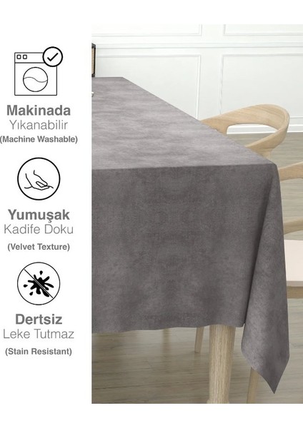 Kiremit Rengi Dikdörtgen, Kadife Dokulu, Dertsiz, Masa Örtüsü modelleri