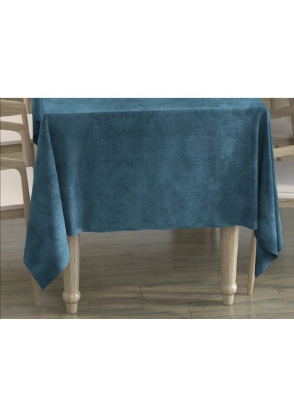 Petrol Mavi Renk Dikdörtgen, Kadife Dokulu, Dertsiz, Masa Örtüsü fiyatları
