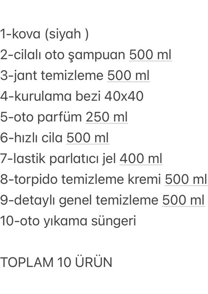 10"lu Süper Set Araba Motosiklet Yıkama Bakım Seti Fırsat Ürünler Oto Bakım Temizlik Seti Kovalı indirimleri
