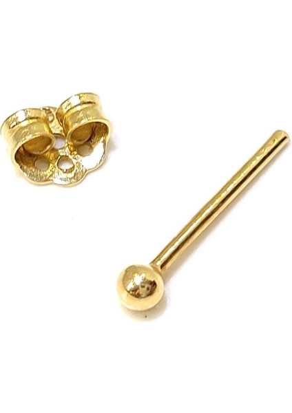 Tekli Nokta 2.5mm Top Vidalı Tek Küpe 14 Ayar Altın Hd Videolu