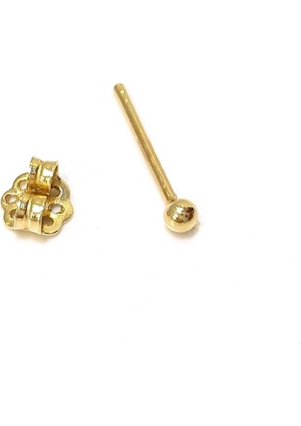 Tekli Nokta 2.5mm Top Vidalı Tek Küpe 14 Ayar Altın Hd Videolu