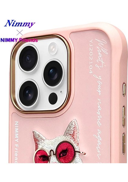 iPhone 16 Pro Max Uyumlu 3D Gözlük Zincir White Kedi Nakış İşlemeli Kabartmalı Cool Glasses Kılıf fırsatları
