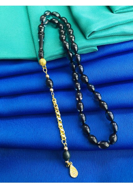 Özel Şeffaf Siyah Arası Ateş Kehribar Tesbih