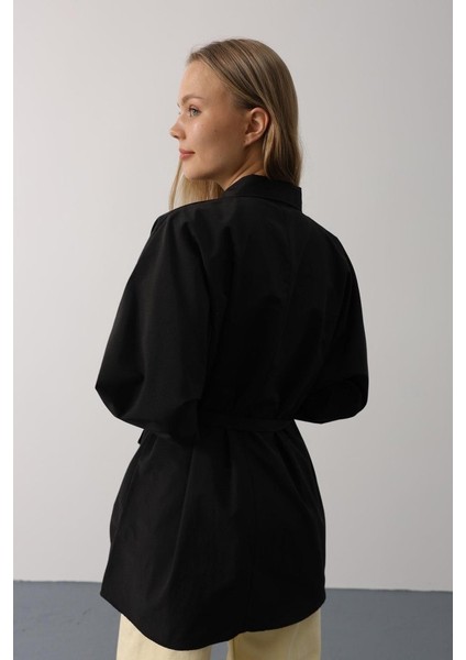 Grip&hug Kuşak Detaylı Tunik Gömlek - Siyah