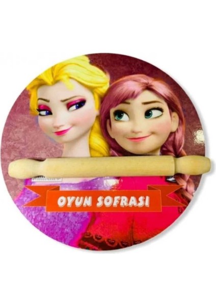 Renkli Ahşap Oyun Hamur ve Sofra Seti, Elsa ve Anna Temalı, 18 cm, 3+ Yaş