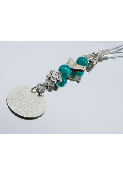 Küçük Eskitme Çiçekli Kuş Metal Ayetel Kürsi Araba Dikiz Ayna Süsü, Gümüş Renkli fiyatları