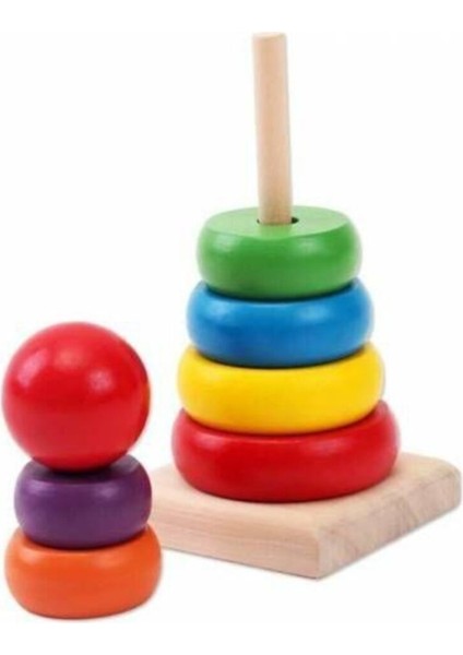Renkli Ahşap Zeka Geliştirici Oyuncak Seti, Eğlenceli ve Öğretici Tasarım, Turuncu