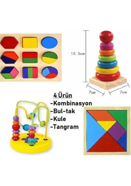 Renkli Ahşap Zeka Geliştirici Oyuncak Seti, Eğlenceli ve Öğretici Tasarım, Turuncu fiyatları