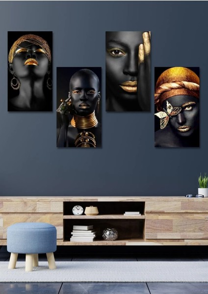 4 Parça 15X30CM Ahşap Duvar Dekoru Siyahi Kadınlar Salon Oturma Yatak Odası Mutfak Için Tablo Seti fırsatları