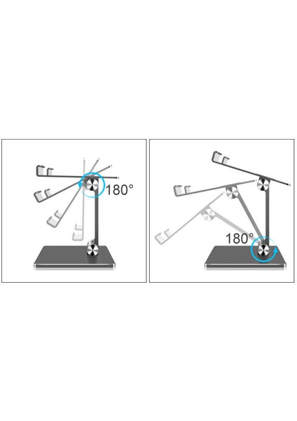 Masaüstü Telefon Tablet Standı Ağır Metal Taban, Katlanabilir, 180° Dönen Çift Dirsekli Tutucu Gri fırsatları