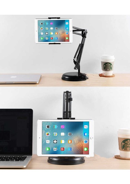 Çalışma Masası Ofis Ev Masa Üstü Tablet ve Telefon Tutucu 56CM Çift Hareketli Ayarlanır Uzun Kol fiyatları