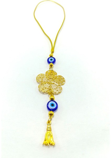 Metal Çiçek Araba Dikiz Ayna Süsü, Cam Mavi Nazar Boncuklu Yeni Araba Hediyesi fırsatları