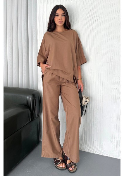 Oversize Keten Takım – Kadın Yazlık Rahat Kalıp 2’li Kombin