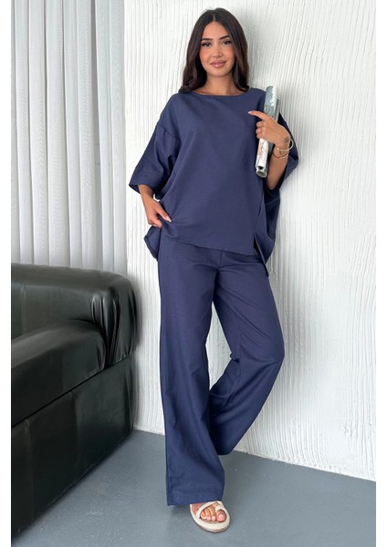 Oversize Keten Takım – Kadın Yazlık Rahat Kalıp 2’li Kombin