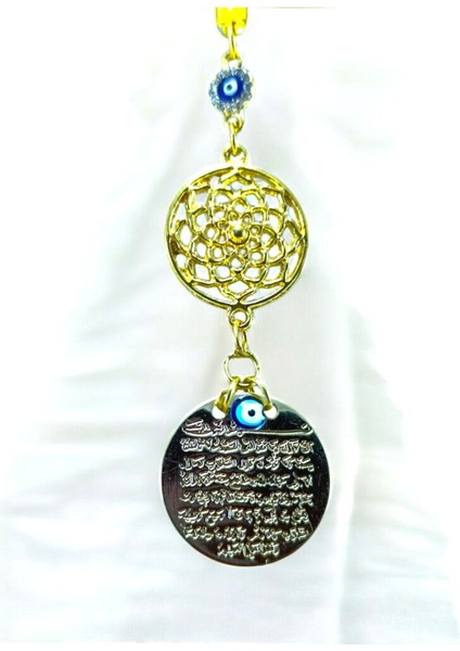 Ayetel Kürsi Araba Dikiz Ayna Süsü, Metal Çiçek Lüks Hediyelik Aksesuar Parlak Nazar Boncuklu modelleri