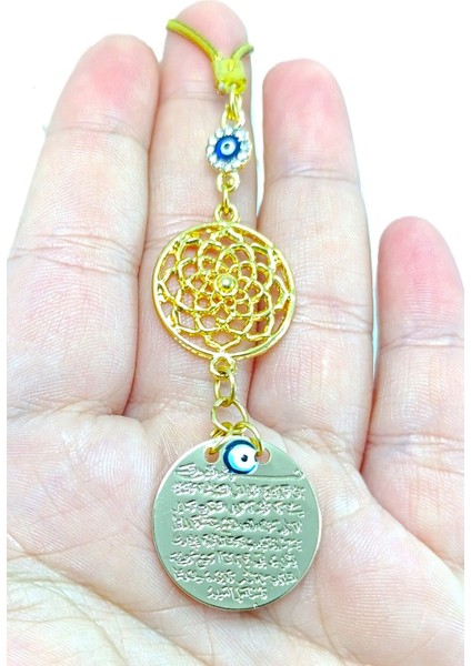 Ayetel Kürsi Araba Dikiz Ayna Süsü, Metal Çiçek Lüks Hediyelik Aksesuar Parlak Nazar Boncuklu indirimleri