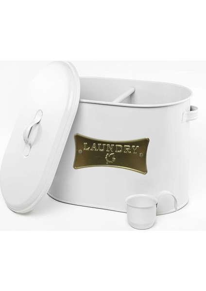 Beyaz Metal Deterjan Kutusu, 12 Lt, Bölmeli, Dayanıklı ve Şık Tasarım fırsatları