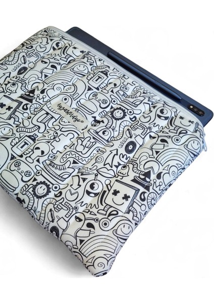 Eğlenceli Doodle Desenli Tablet Çantası, 10-12 Inç Uyumlu Pofuduk iPad Çantası fiyatları