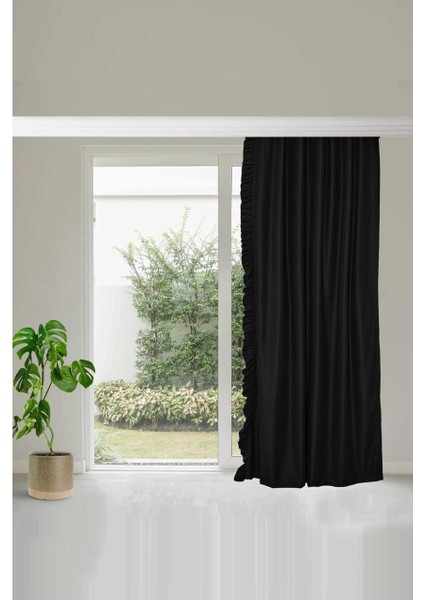 Fırfırlı Vintage Kadifemsi Dertsiz Pamuk Keten Perde (En x Boy) - Tek Kanat fiyatları