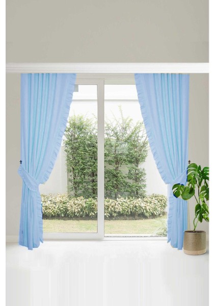 Fırfırlı Vintage Kadifemsi Dertsiz Pamuk Keten Perde (En x Boy) - Tek Kanat