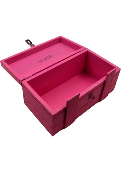 Kişiye Özel Pembe Hatıra Hediye Kutusu Kapak Içi Yazı Yazılır, 27×14×12 cm boyutlarında Asma Kilit Hediyeli modelleri