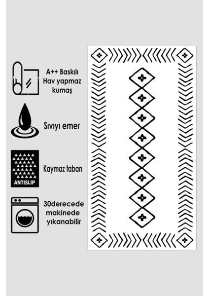 Yıkanabilir Kaymaz Taban Banyo Halısı Takımı 60x100 ve 50x60 Beyaz