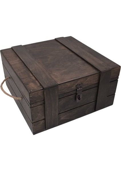 Ahşap Hediyelik Siyah Kutu Kapak Içi Yazı Yazılır 27X27CM 12CM Yükseklik El yapımı