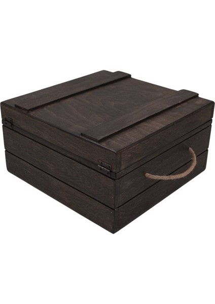 Ahşap Hediyelik Siyah Kutu Kapak Içi Yazı Yazılır 27X27CM 12CM Yükseklik El yapımı