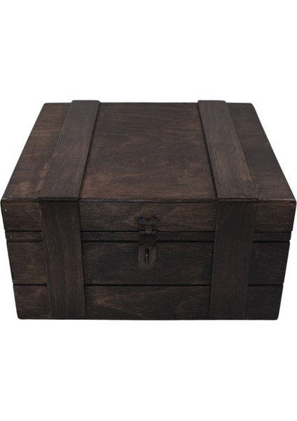 Ahşap Hediyelik Siyah Kutu Kapak Içi Yazı Yazılır 27X27CM 12CM Yükseklik El yapımı