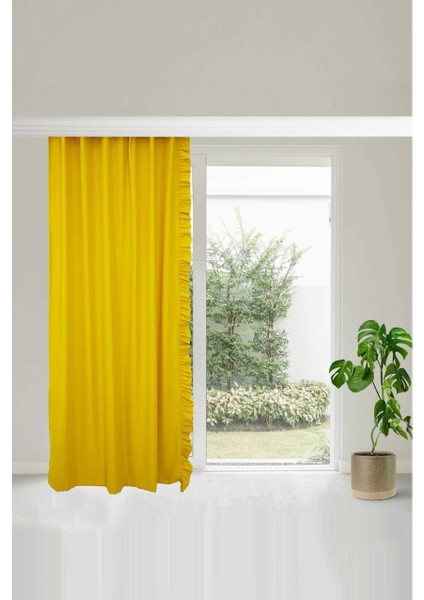 Fırfırlı Vintage Kadifemsi Dertsiz Pamuk Keten Perde (En x Boy) - Tek Kanat fiyatları