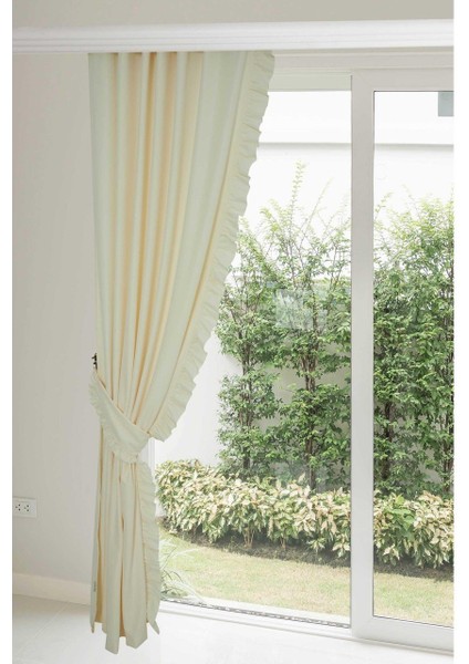 Fırfırlı Vintage Kadifemsi Dertsiz Pamuk Keten Perde (En x Boy) - Tek Kanat fiyatları