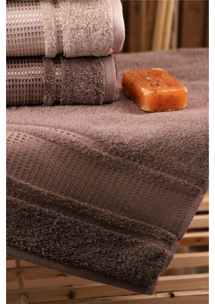 Yüksek emişli 6'lı pamuklu el yüz havlusu 50x90 krem kahve bej renk modelleri