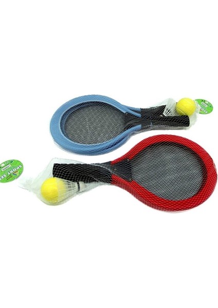 Kırmızı badminton seti, 2 raket, 1 top ve file ile eğlenceli oyun keyfi