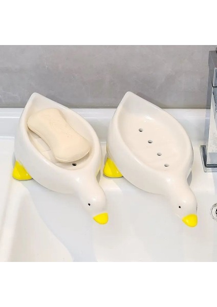 Çok Renkli Ördek Desenli Plastik Lavabo Üstü Sabunluk