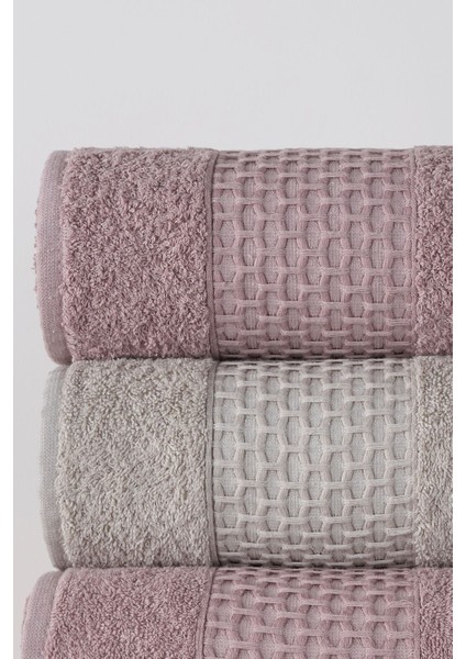 Yumuşak 4'lü Banyo Havlu Seti, %100 Pamuk, Kahverengi-Gül Kurusu renkli, yumuşak dokunuşlu fiyatları