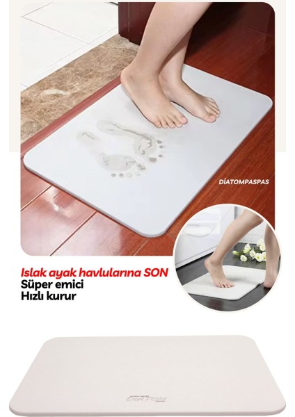 Emici Sihirli Banyo Paspası 40x60, Kırık Beyaz, Hızlı Kuruyan, Akrilik Malzeme