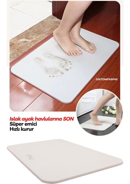 Emici Sihirli Banyo Paspası 40x60, Kırık Beyaz, Hızlı Kuruyan, Akrilik Malzeme