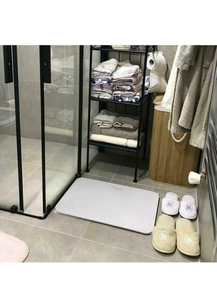 Emici Sihirli Banyo Paspası 40x60, Kırık Beyaz, Hızlı Kuruyan, Akrilik Malzeme
